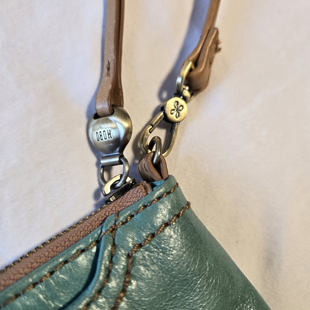 HOBO Teal Leather Crossbody with Tan Strap - Picture 9 of 14